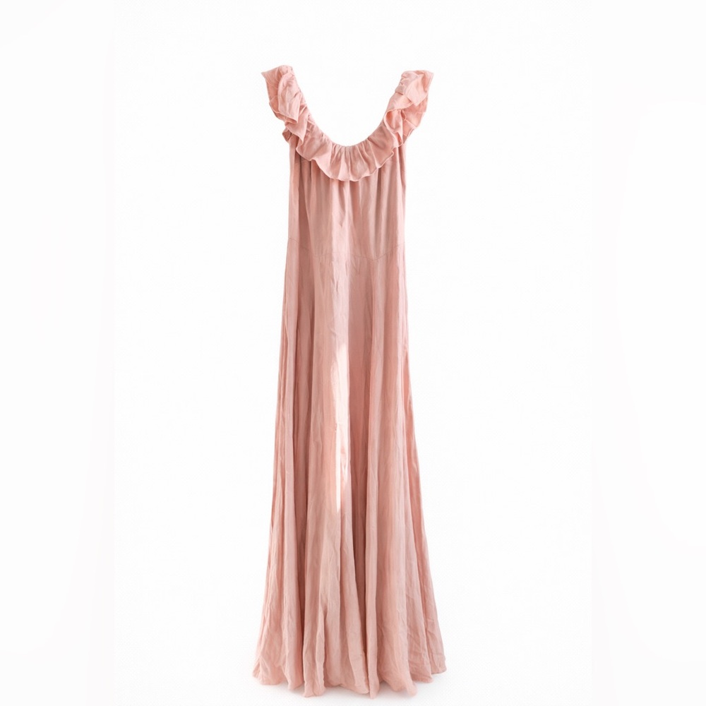 Reformation Verbena Dress Blush Pink Maxi Ruffle Romantic Cottagecore NWT